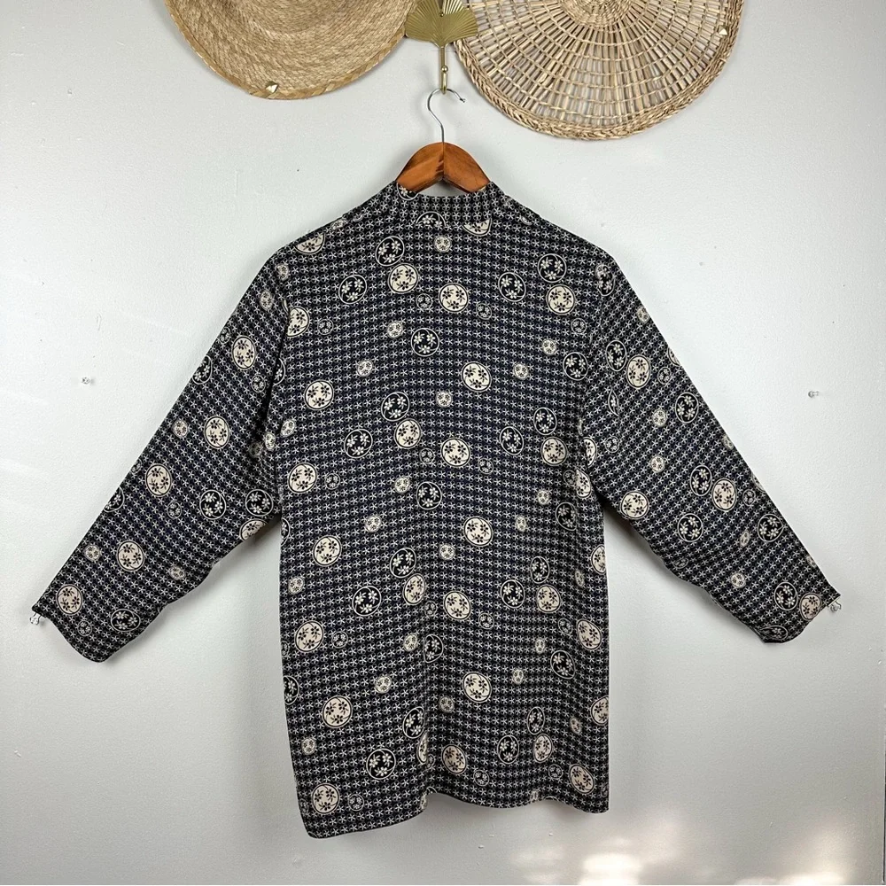 Vintage 100% Silk Black Floral Patterned Button-Up Shirt Anne Namba - Picture 3 of 11